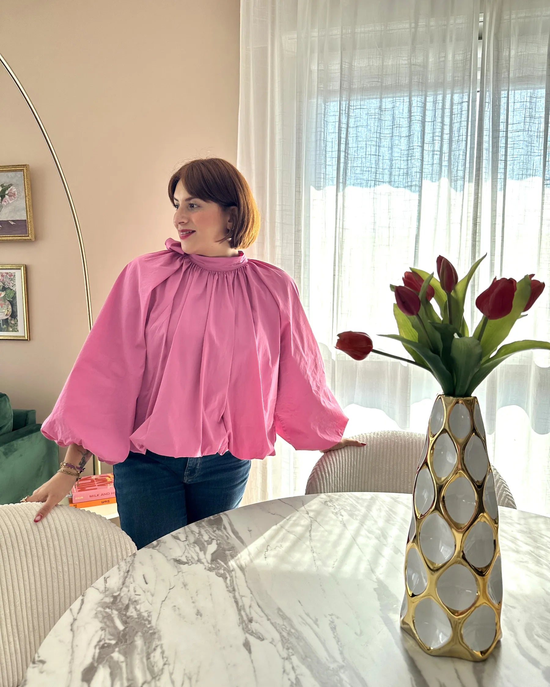 Dining Table MOSBY White Marble 110 cm 110 cm