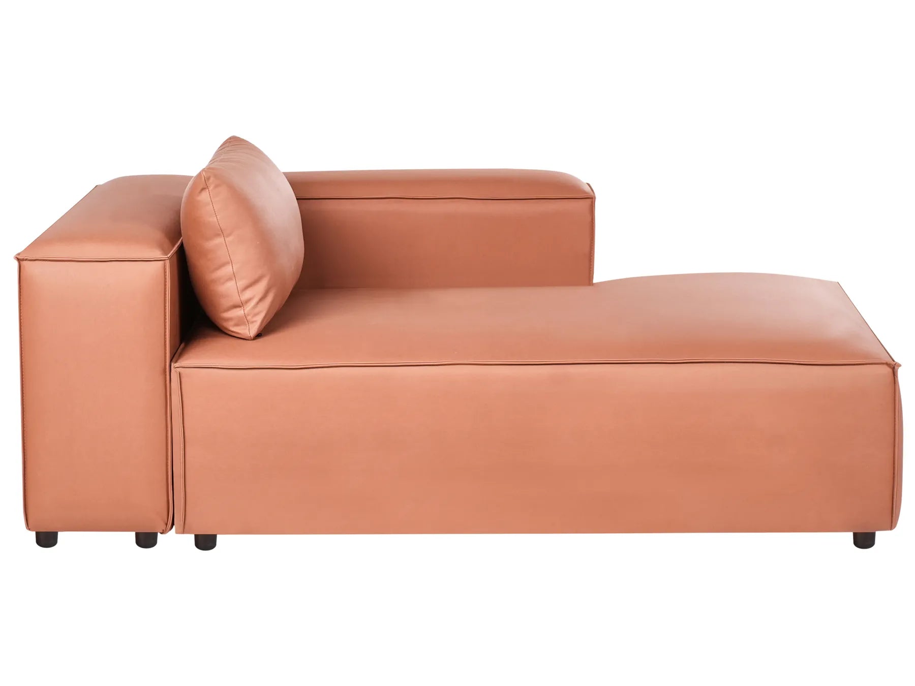 Left-Hand Chaise Lounge BRANDE Faux Leather Golden Brown