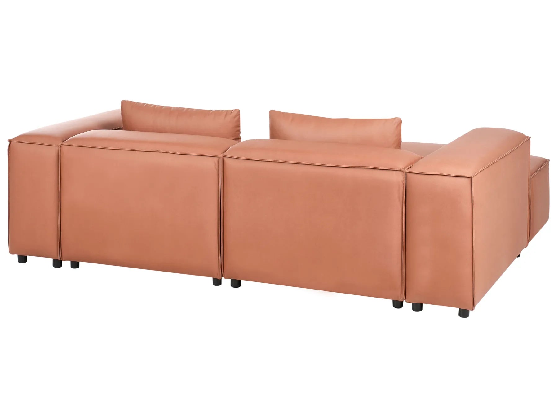 Modular Corner Sofa 3 Seater BRANDE Faux Leather Golden Brown with Ottoman Right Hand