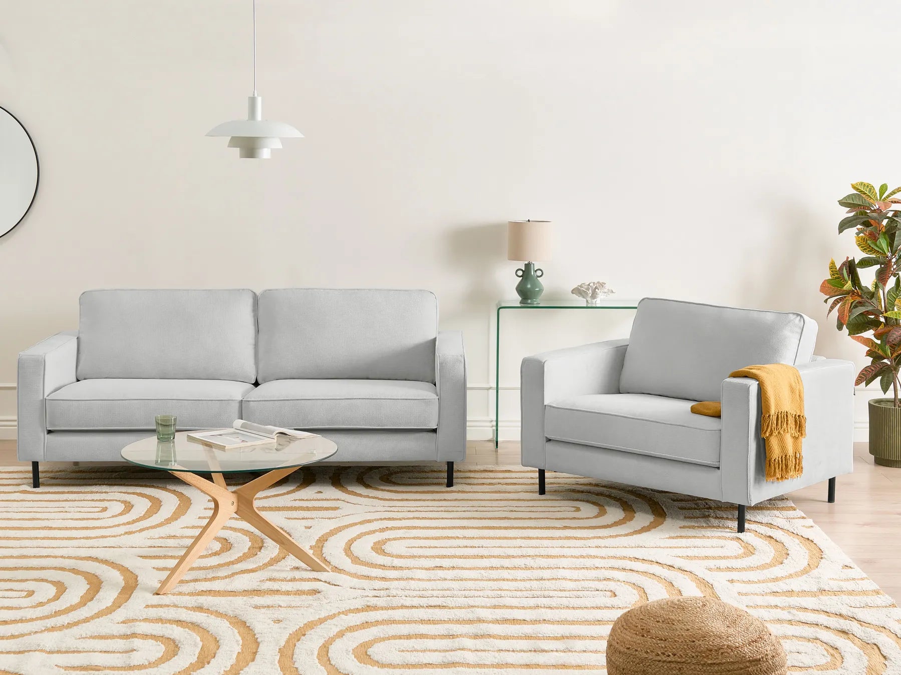 Armchair SAVALEN Fabric Light Grey