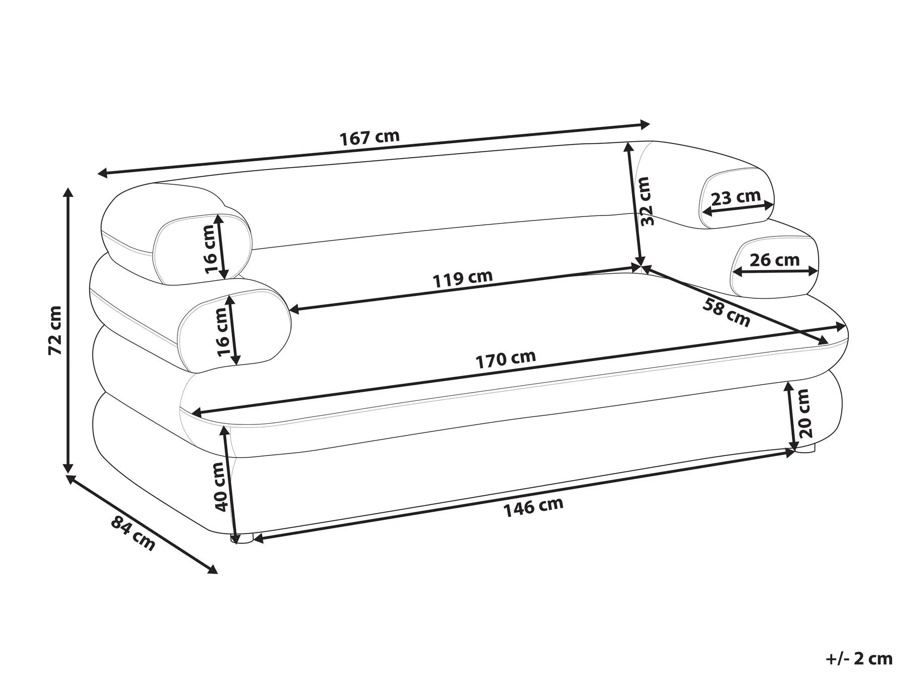 Sofa 2 Seater HELLE Velvet Dark Brown