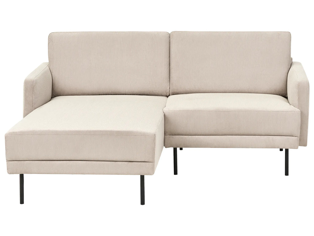 Corner Sofa 2 Seater BREDA Corduroy Beige Right Hand