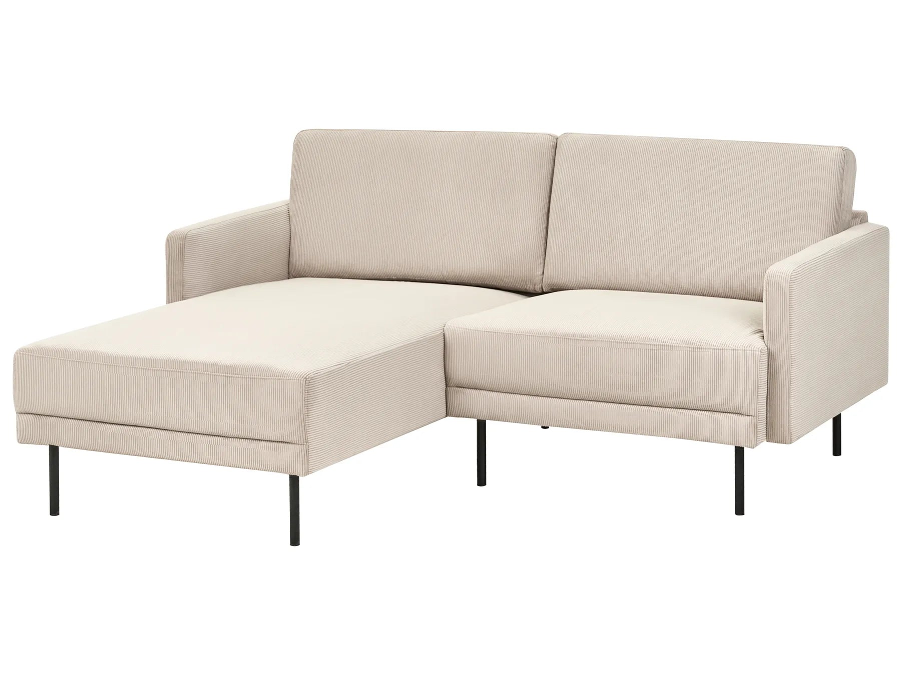 Corner Sofa 2 Seater BREDA Corduroy Beige Right Hand