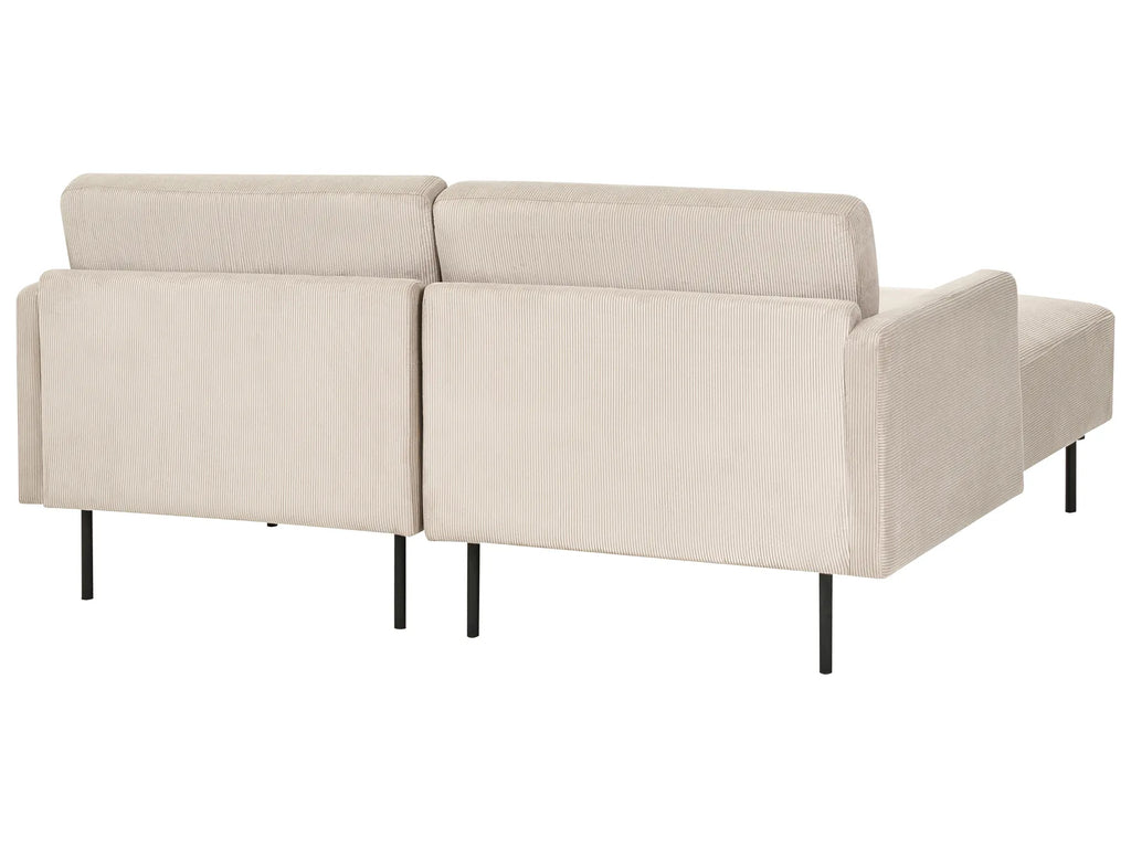 Corner Sofa 2 Seater BREDA Corduroy Beige Right Hand