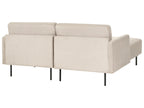Corner Sofa 2 Seater BREDA Corduroy Beige Right Hand