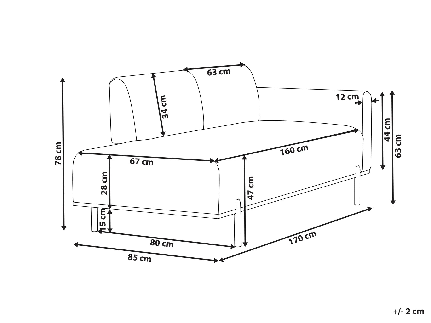 Chaise Longue SAVASSE Faux Linen Light Brown