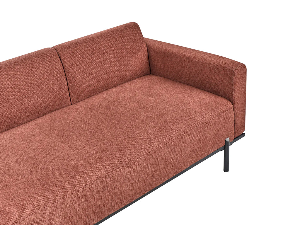 Chaise Longue SAVASSE Faux Linen Light Red