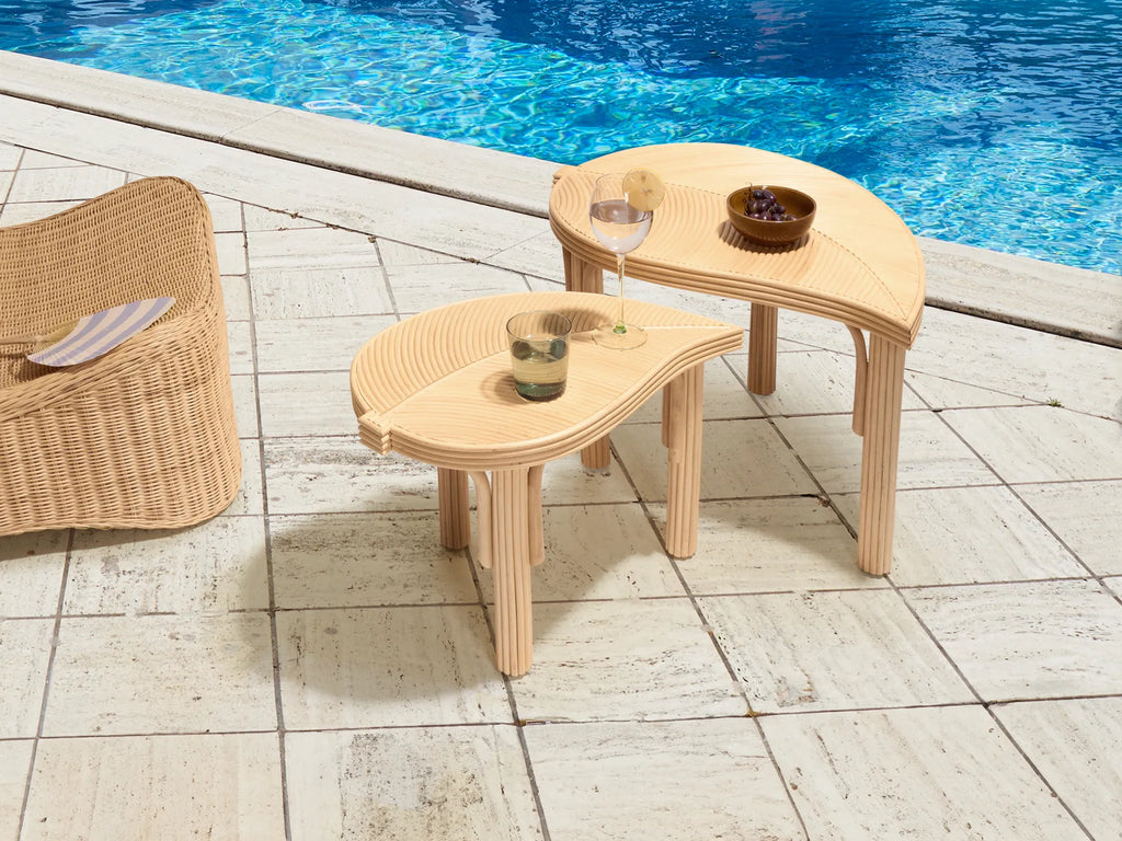 Set of 2 Coffee Tables PARALIA Rattan Natural