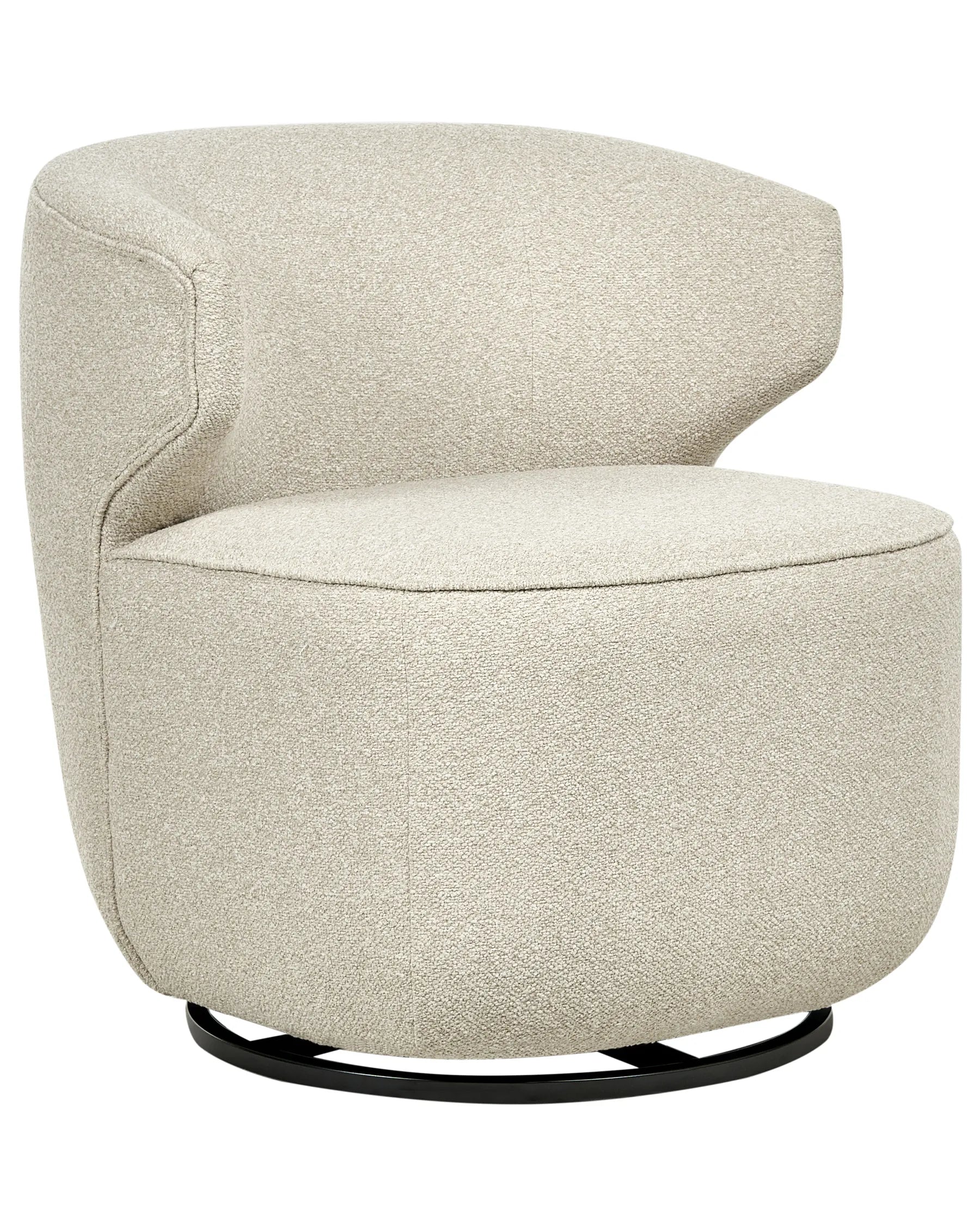 Swivel Armchair MOLLEBY Boucle Light Beige