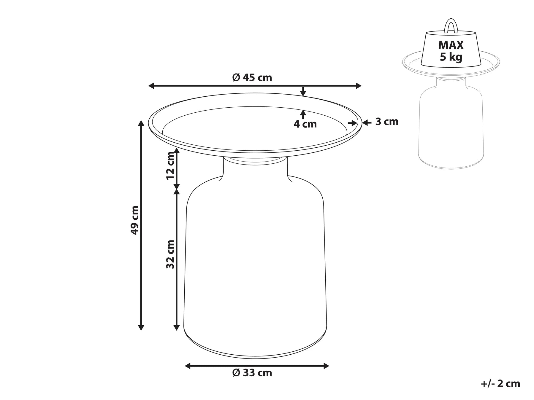 Side Table DOVE Metal White/ Gold
