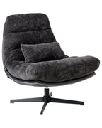 Swivel Armchair TOVIK with Footstool Chenille Black