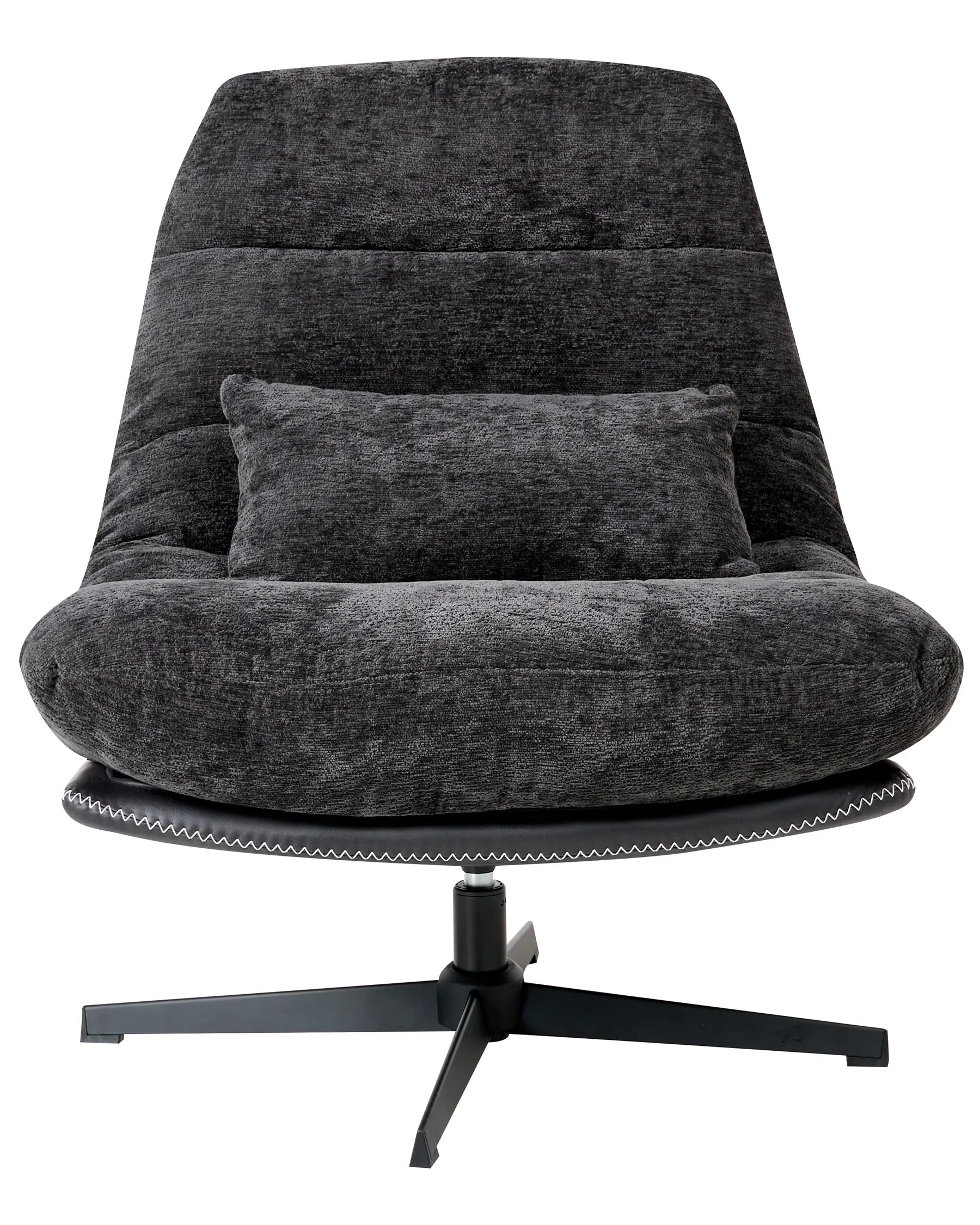 Swivel Armchair TOVIK with Footstool Chenille Black