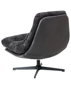 Swivel Armchair TOVIK with Footstool Chenille Black