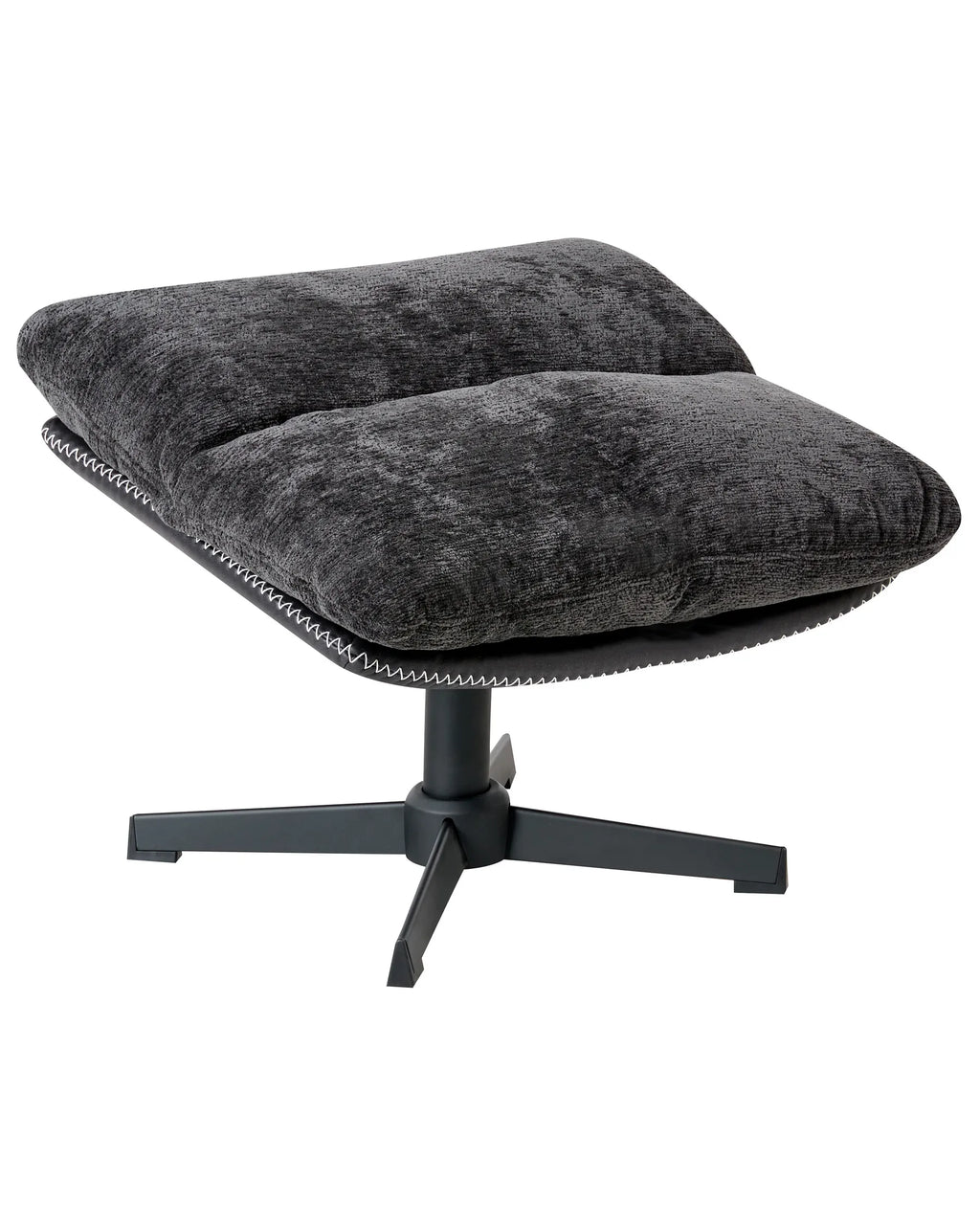 Swivel Armchair TOVIK with Footstool Chenille Black