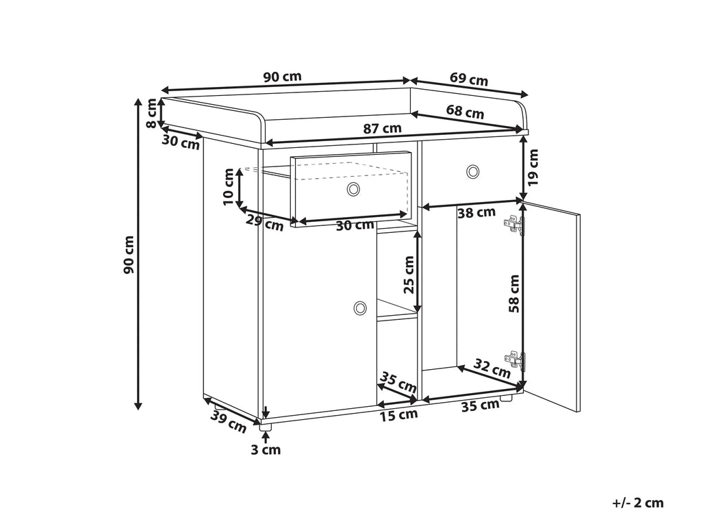Changing Table Dresser DELISLE Light Brown