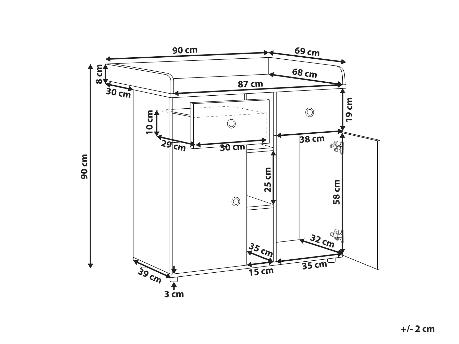 Changing Table Dresser DELISLE Light Brown