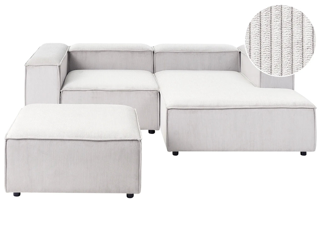 Modular Corner Sofa 3 Seater ARDAL Corduroy Off-White Left Hand