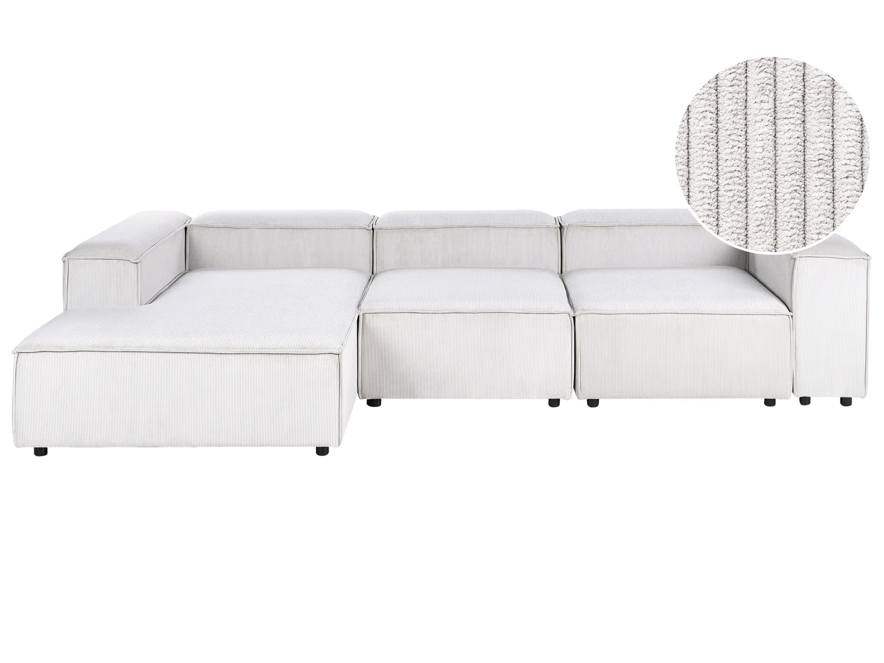 Modular Corner Sofa 4 Seater ARDAL Corduroy Off-White Right Hand