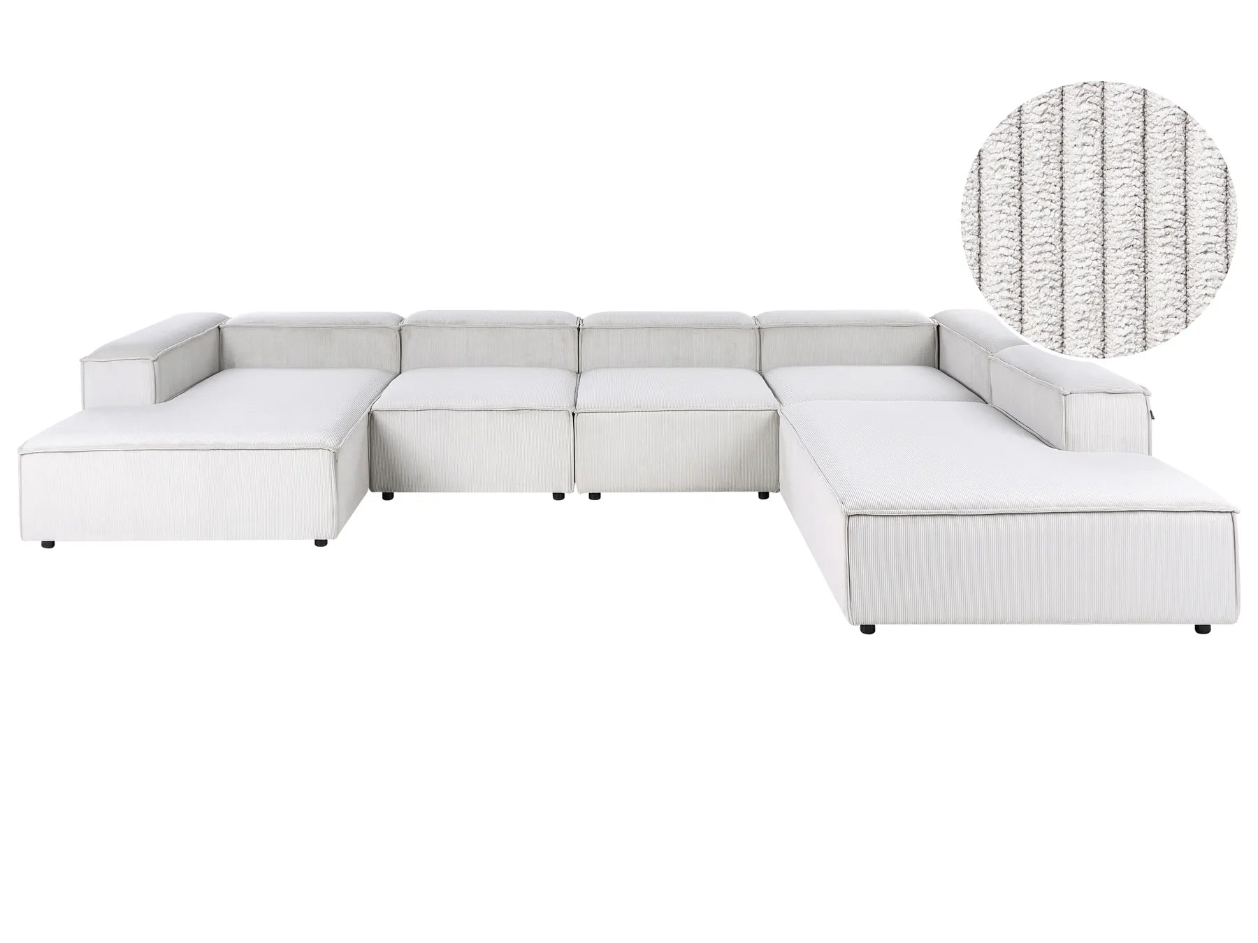 Modular Corner Sofa 5 Seater ARDAL Corduroy Off-White Left Hand
