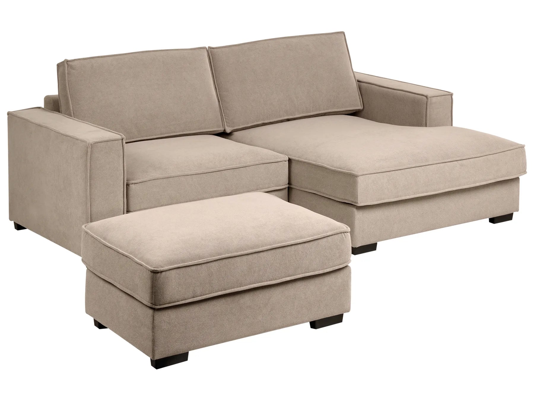 Corner Sofa KOLDING Fabric Taupe with Ottoman Left Hand