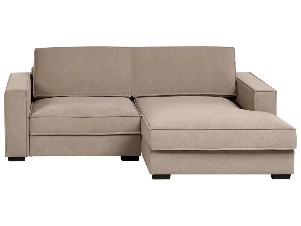 Corner Sofa KOLDING Fabric Taupe with Ottoman Left Hand