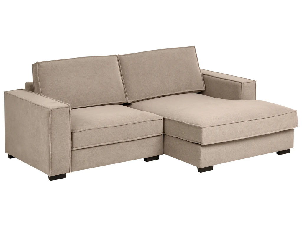 Corner Sofa KOLDING Fabric Taupe with Ottoman Left Hand