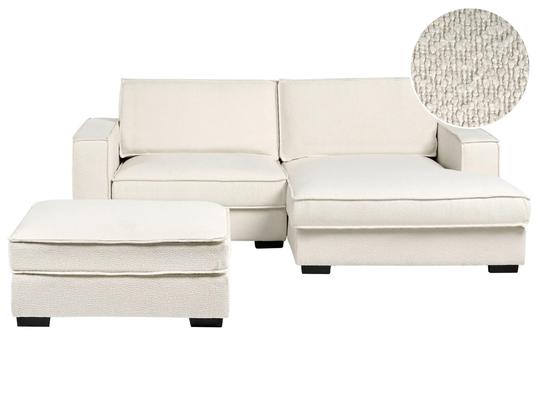 Corner Sofa KOLDING Boucle Light Beige with Ottoman Left Hand