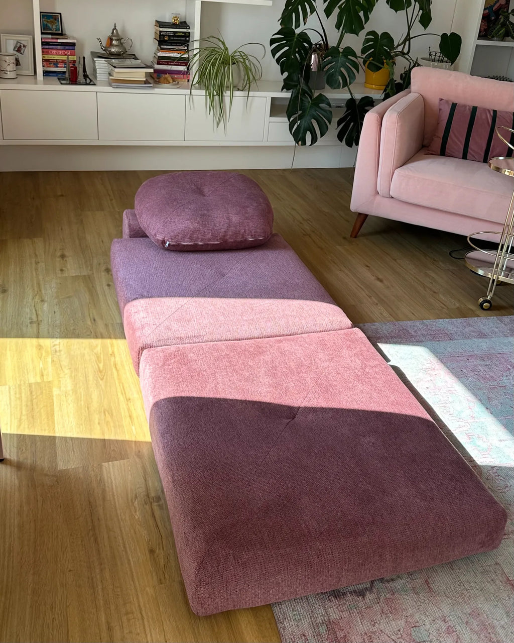 Single Sofa Bed OLDEN Fabric Pink
