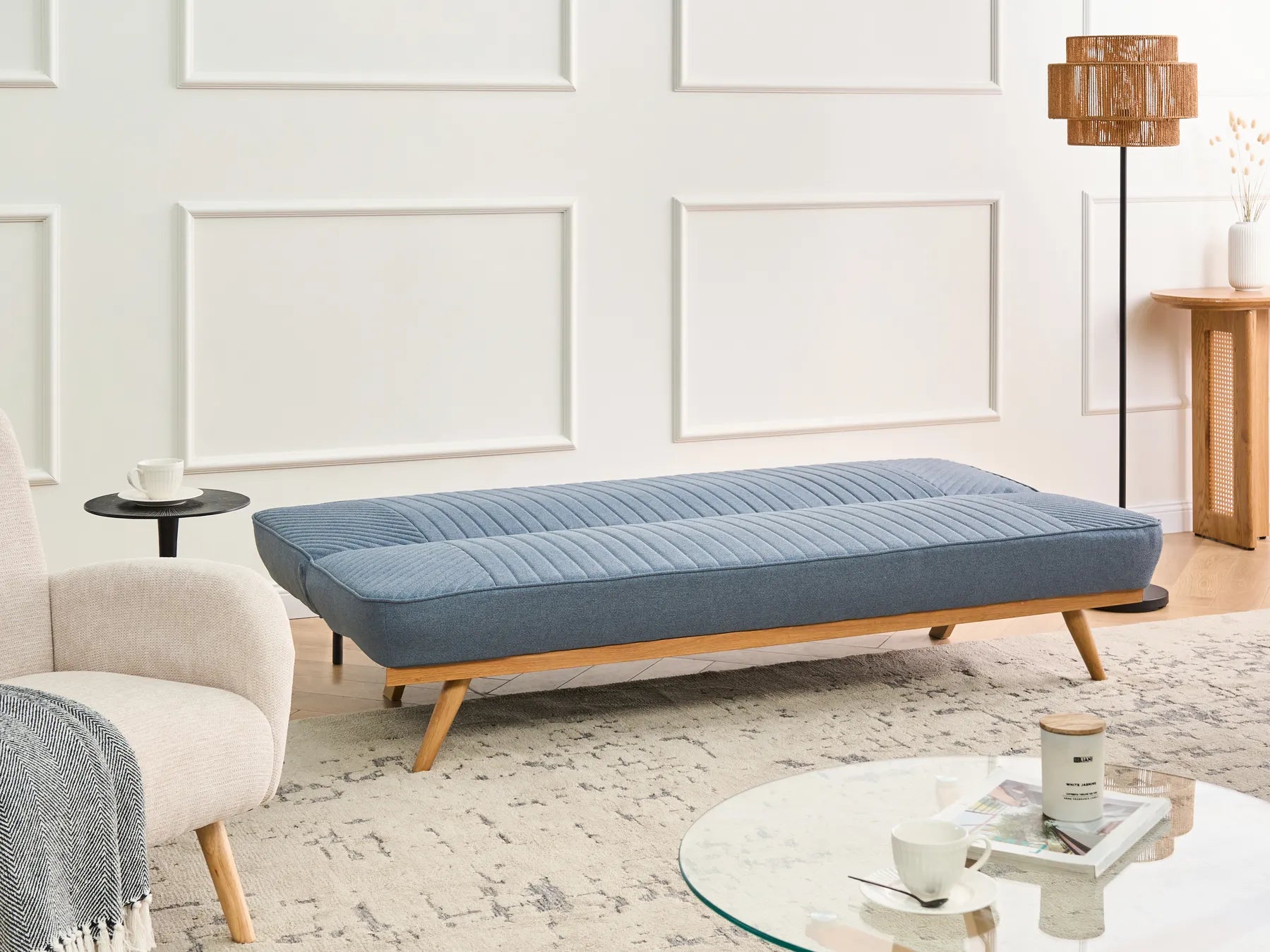 Sofa Bed 2 Seater KALFAFEL Fabric Blue