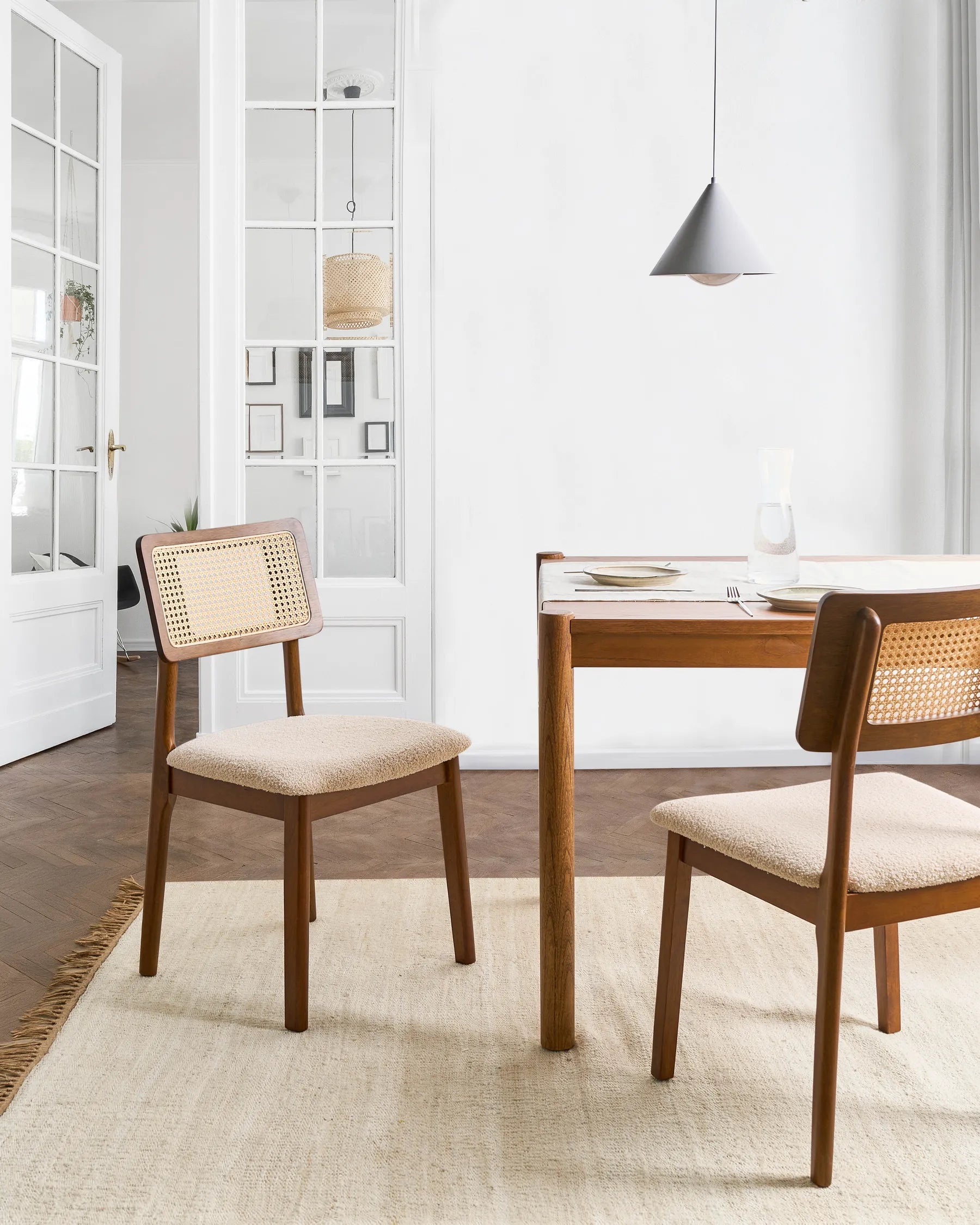 Set of 2 Dining Chairs Wood Brown