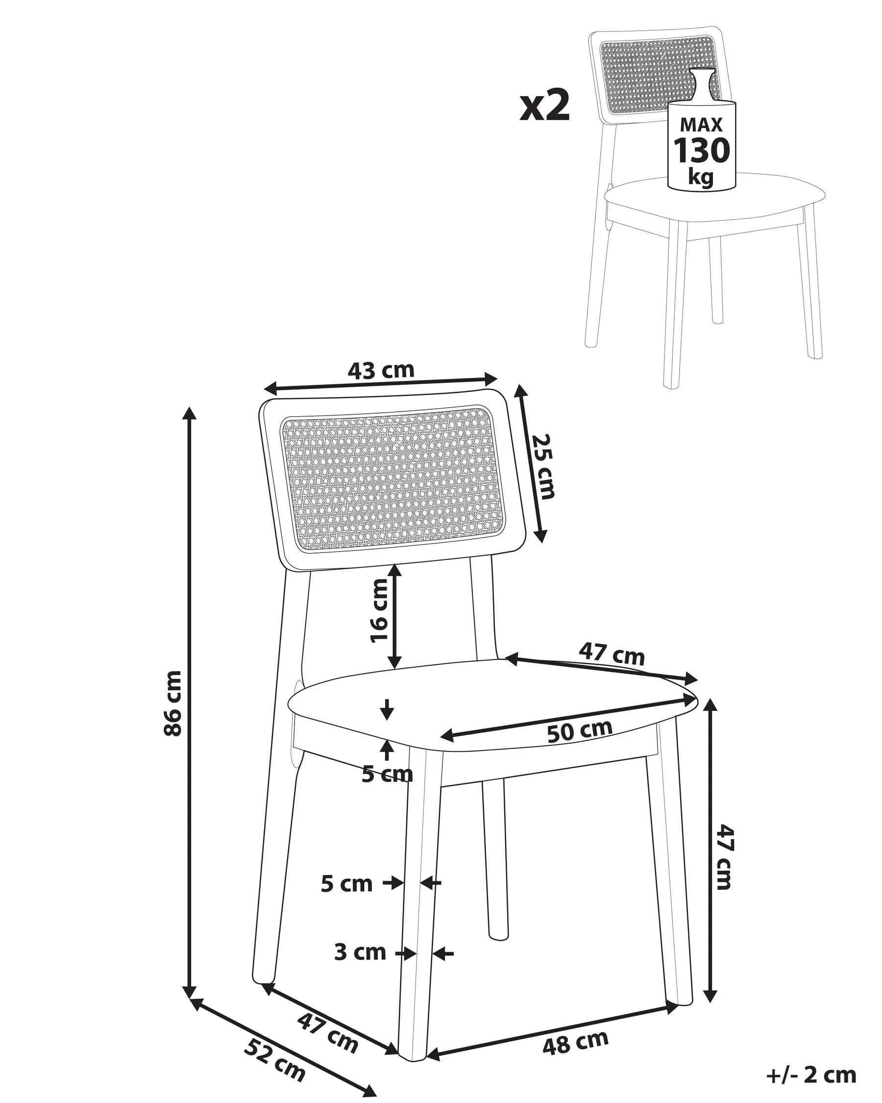Set of 2 Dining Chairs Wood Brown
