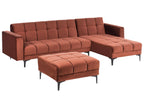 Modular Corner Sofa Bed 4 Seater ALNES Velvet Light Red Left Hand