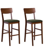 Set of 2 Bar Chairs AMBLER Wood Dark Brown/ Green