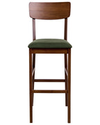 Set of 2 Bar Chairs AMBLER Wood Dark Brown/ Green