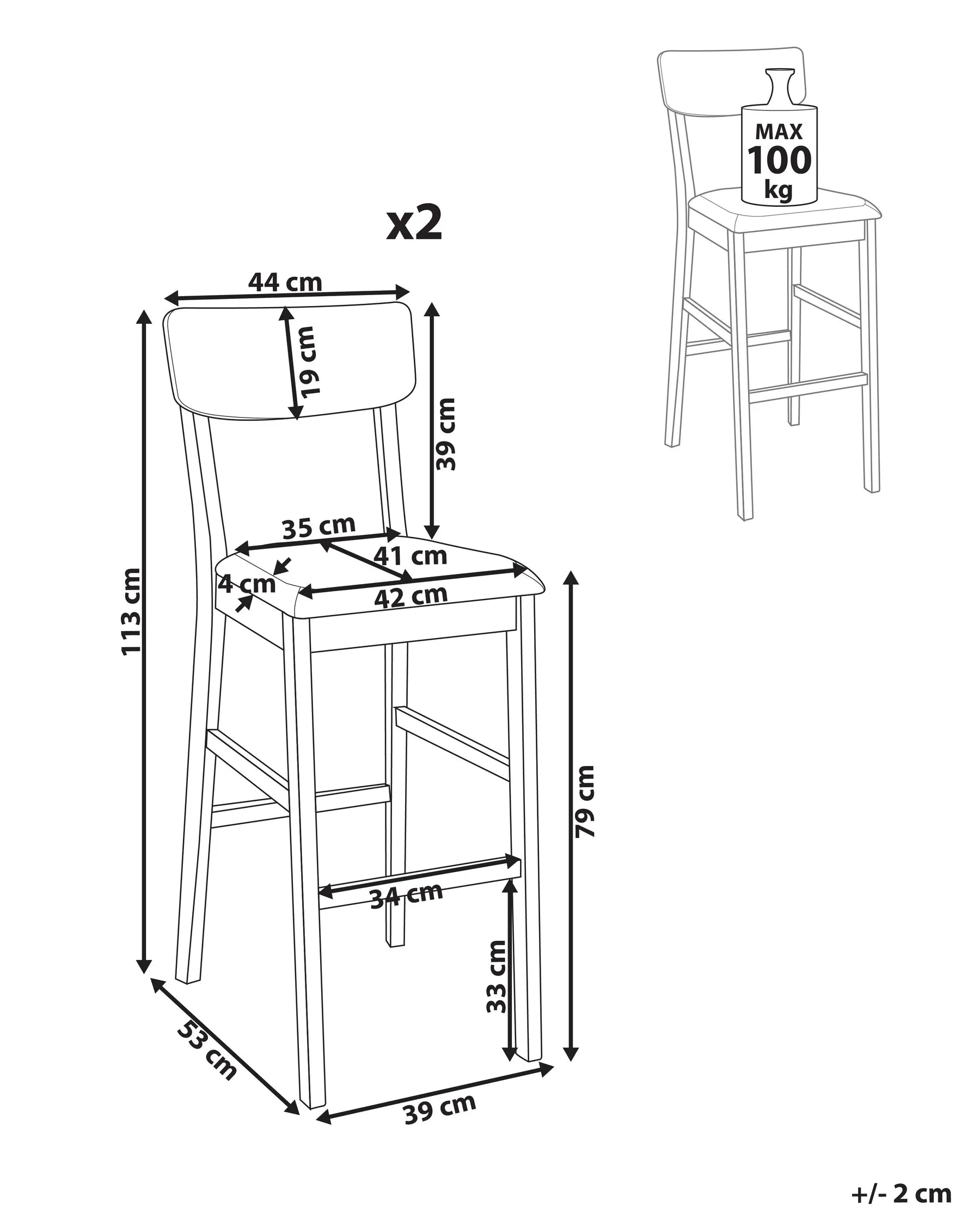 Set of 2 Bar Chairs AMBLER Wood Dark Brown/ Green