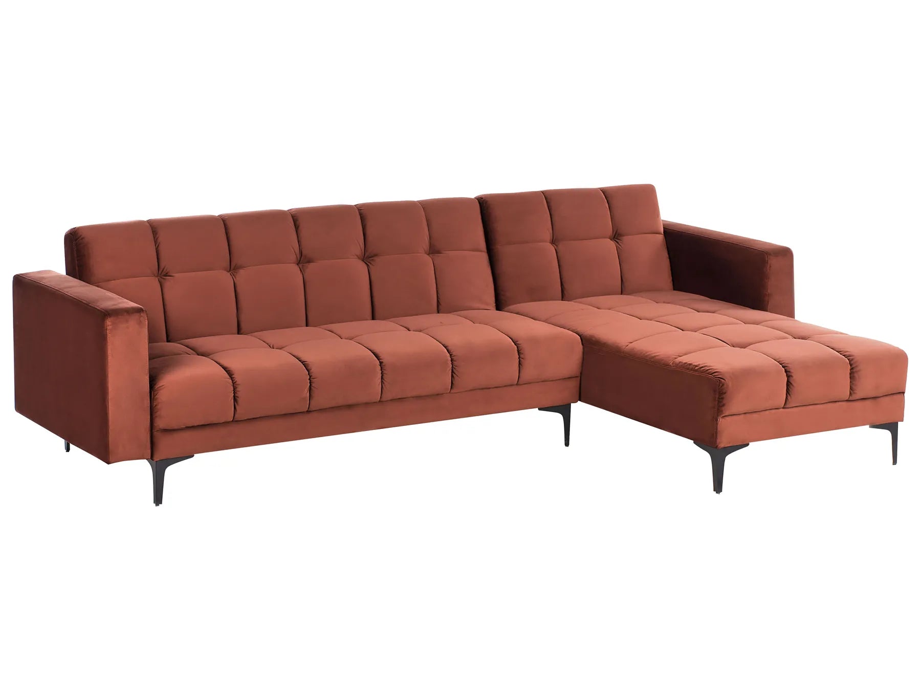 Modular Corner Sofa Bed 4 Seater ALNES Velvet Light Red