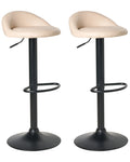 Set of 2 Bar Stools MEEDER Faux Leather Swivel Light Beige