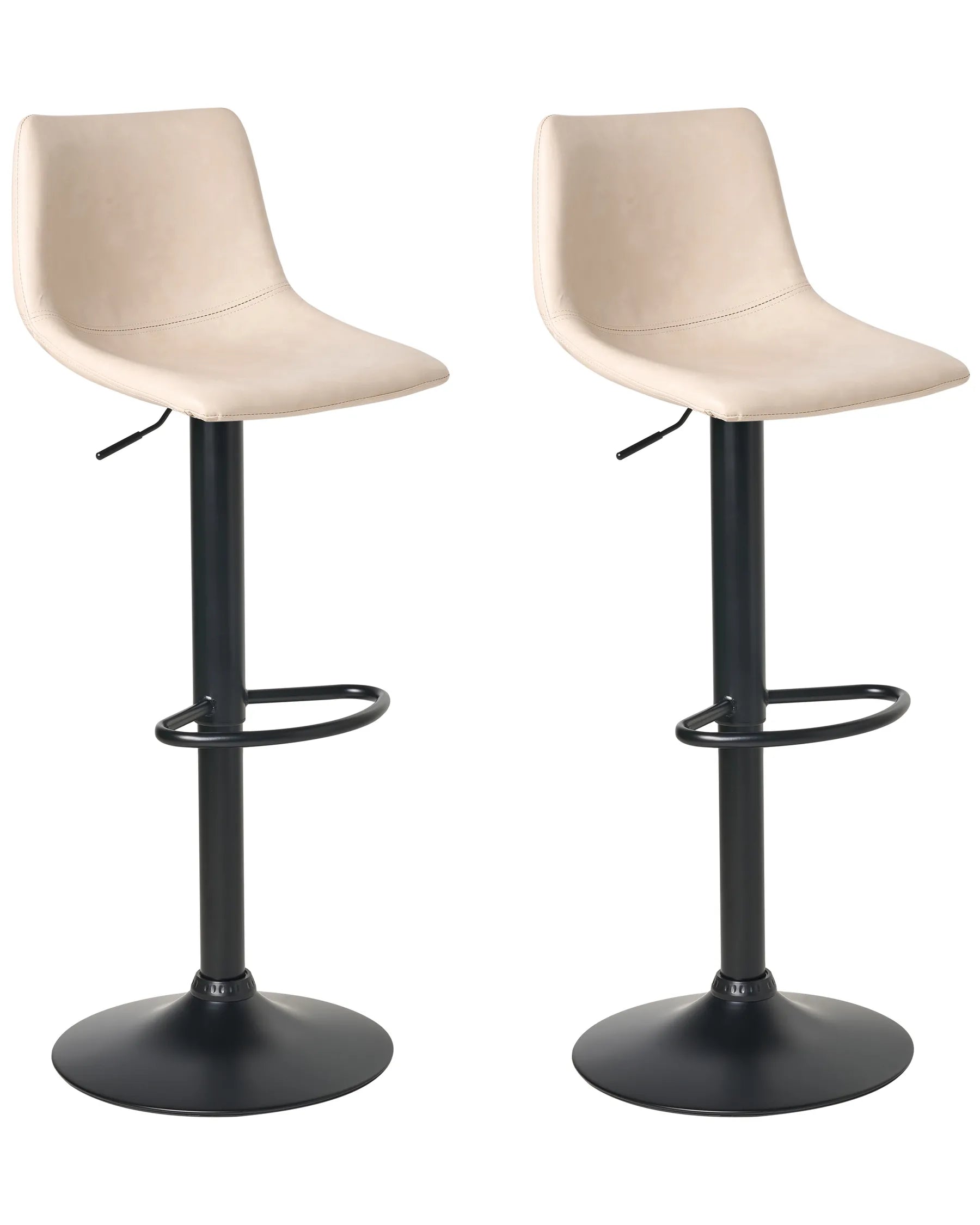 Set of 2 Bar Stools LEBRIJA Faux Leather Swivel Light Beige