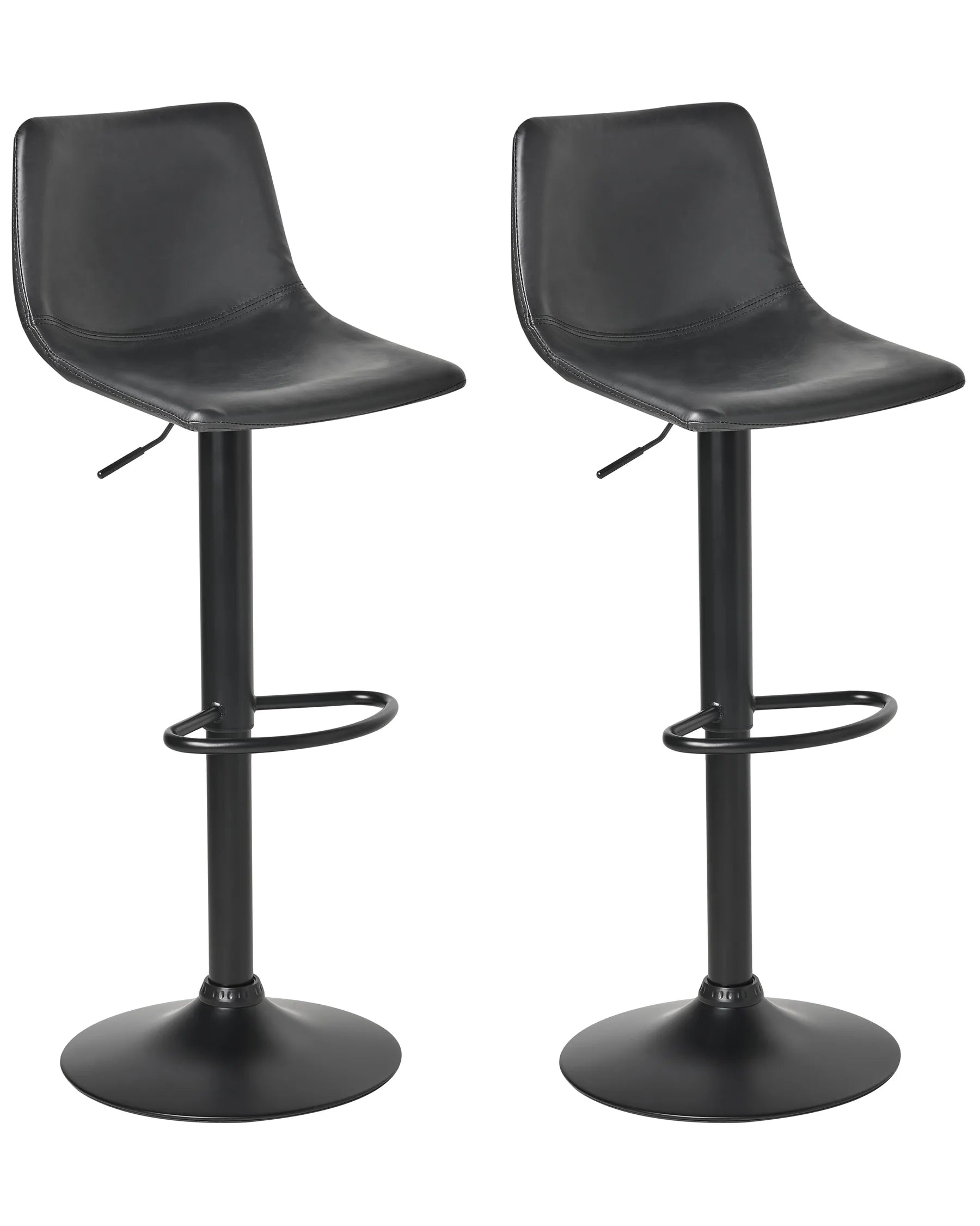 Set of 2 Bar Stools LEBRIJA Faux Leather Swivel Black