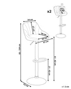 Set of 2 Bar Stools LUCCA Fabric Swivel Light Blue