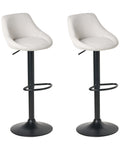 Set of 2 Bar Stools MEDULIN Fabric Swivel Light Grey