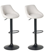 Set of 2 Bar Stools MEDULIN Fabric Swivel Light Grey