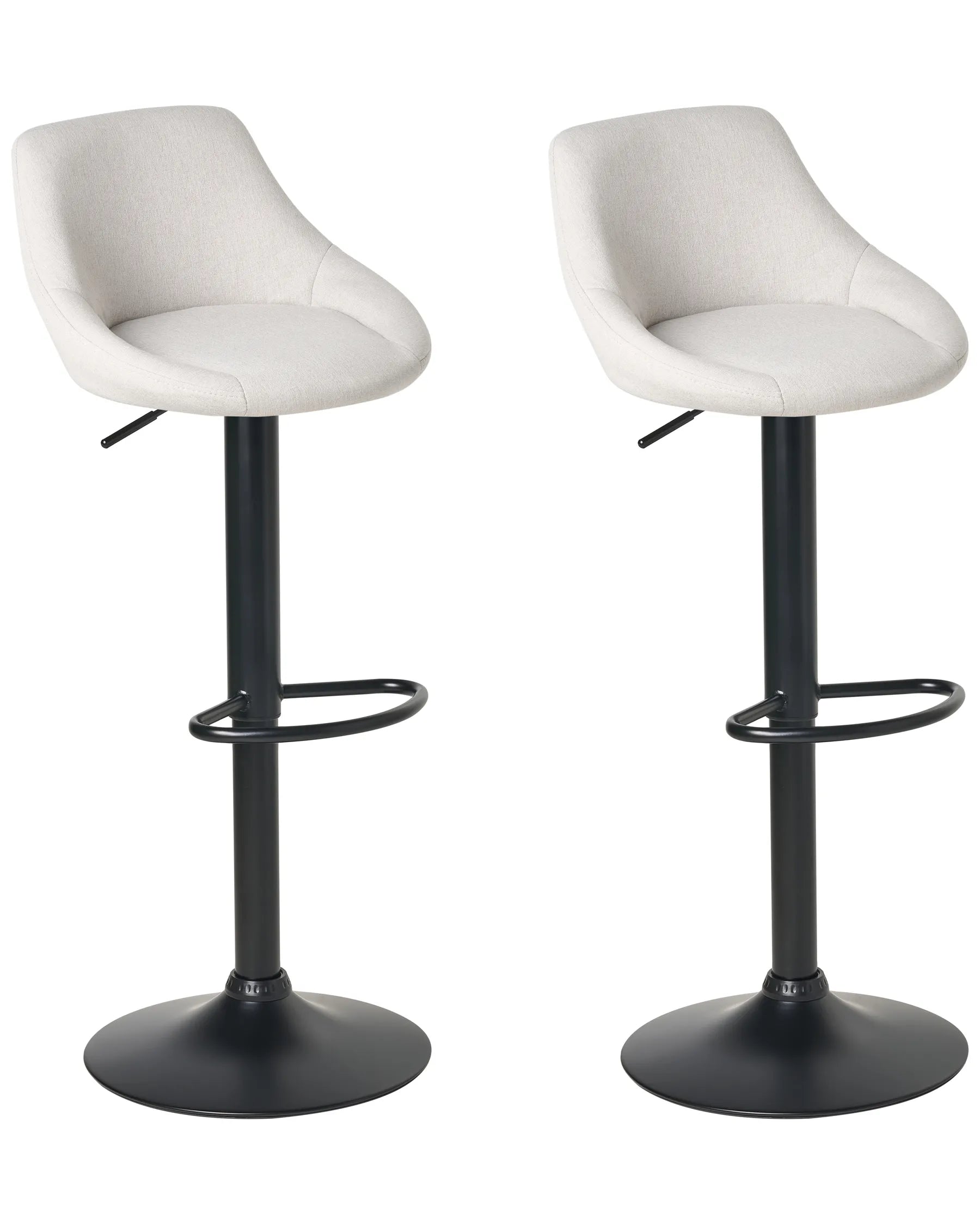 Set of 2 Bar Stools MEDULIN Fabric Swivel Light Grey