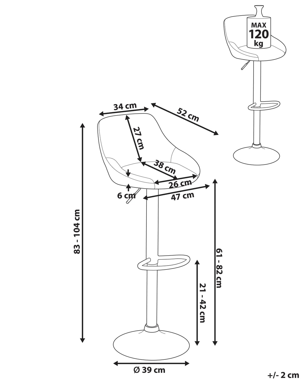 Set of 2 Bar Stools MEDULIN Fabric Swivel Light Grey