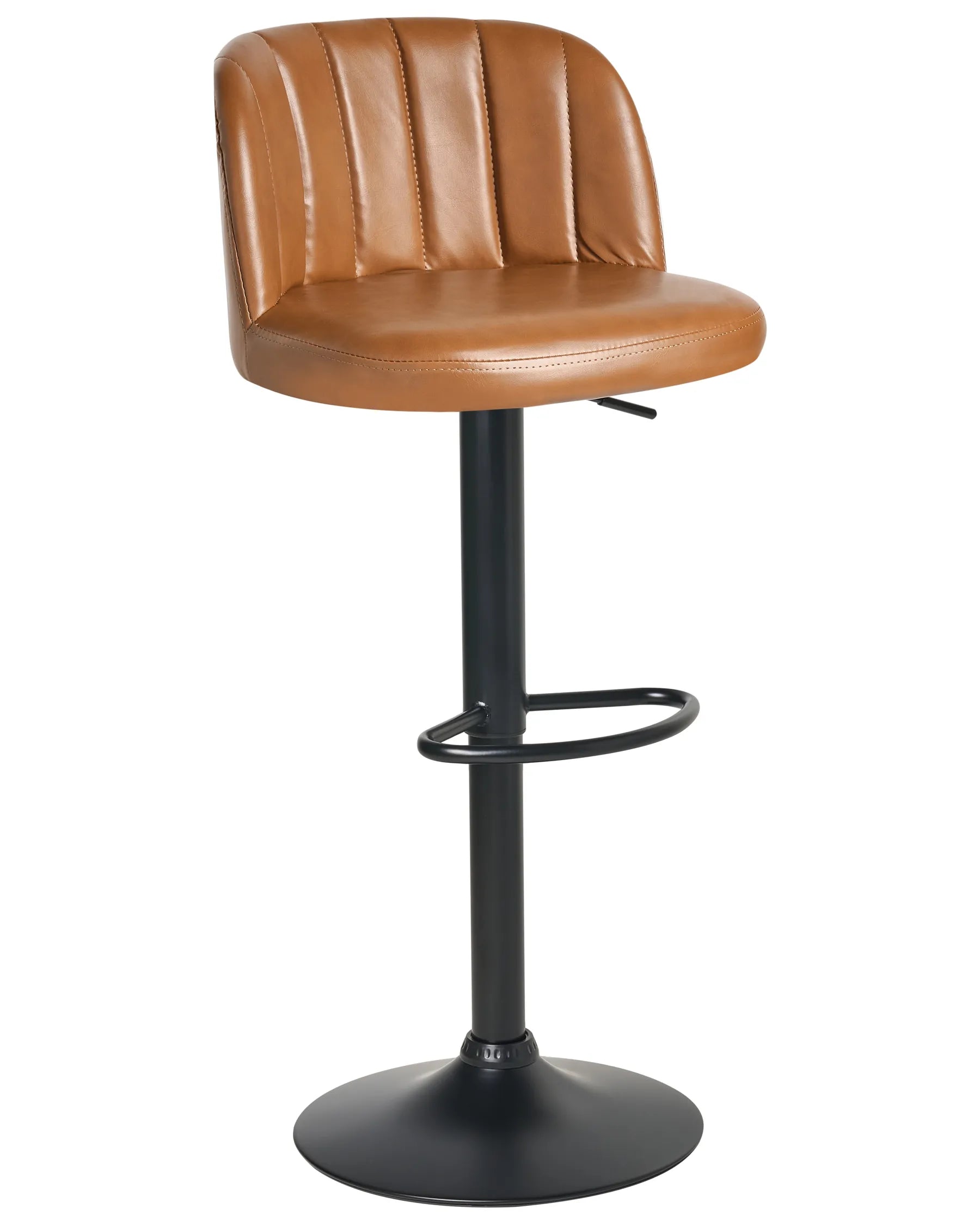 Set of 2 Bar Stools VLORE Faux Leather Swivel Brown