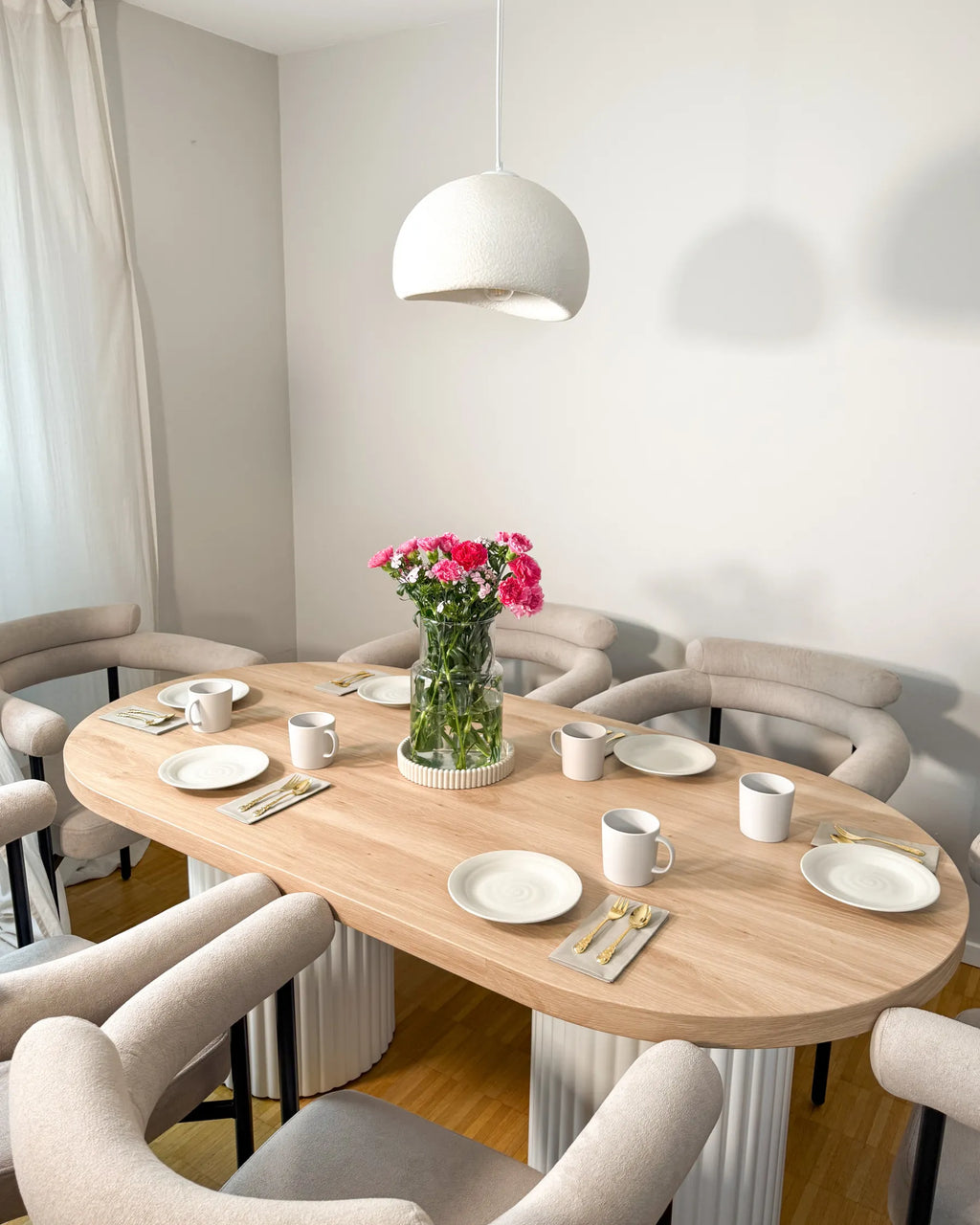 Dining Table SHERIDAN Light Brown/ White 180 cm 90 cm
