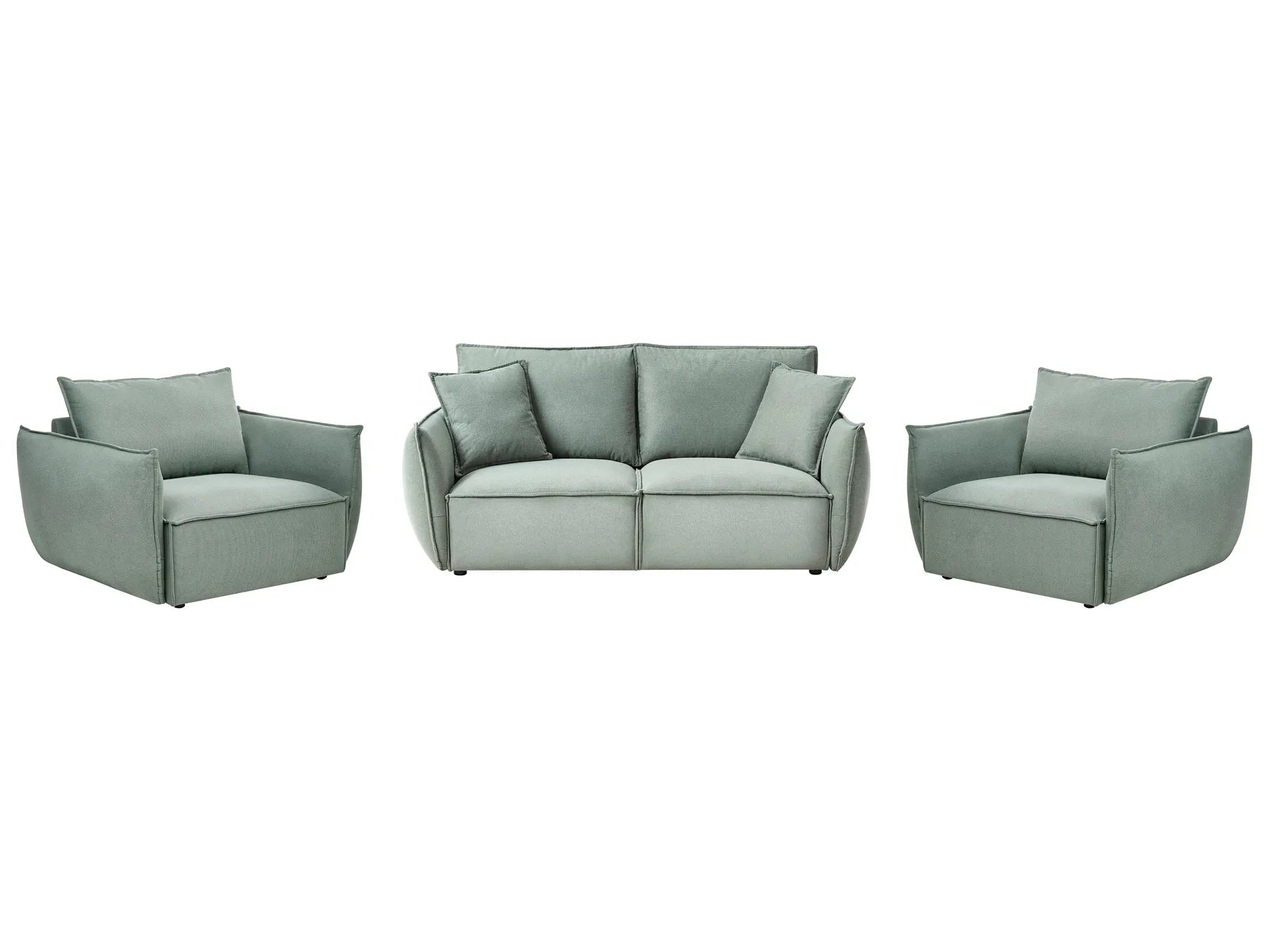 Living Room Set 5 Seater KUNES Fabric Light Green