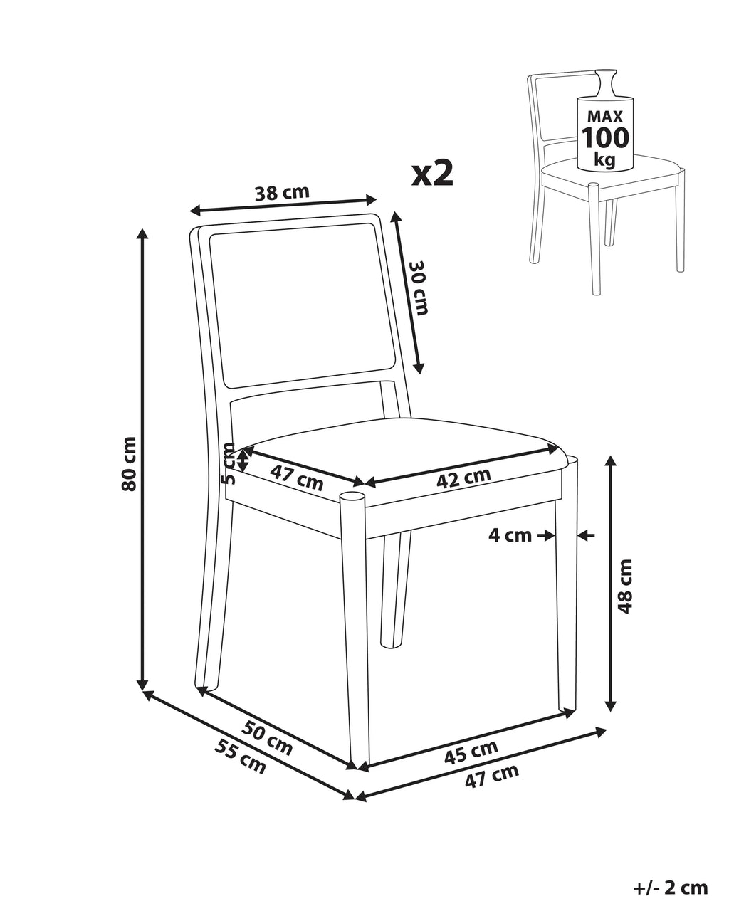 Set of 2 Dining Chairs TAMARAC Wood Light Brown