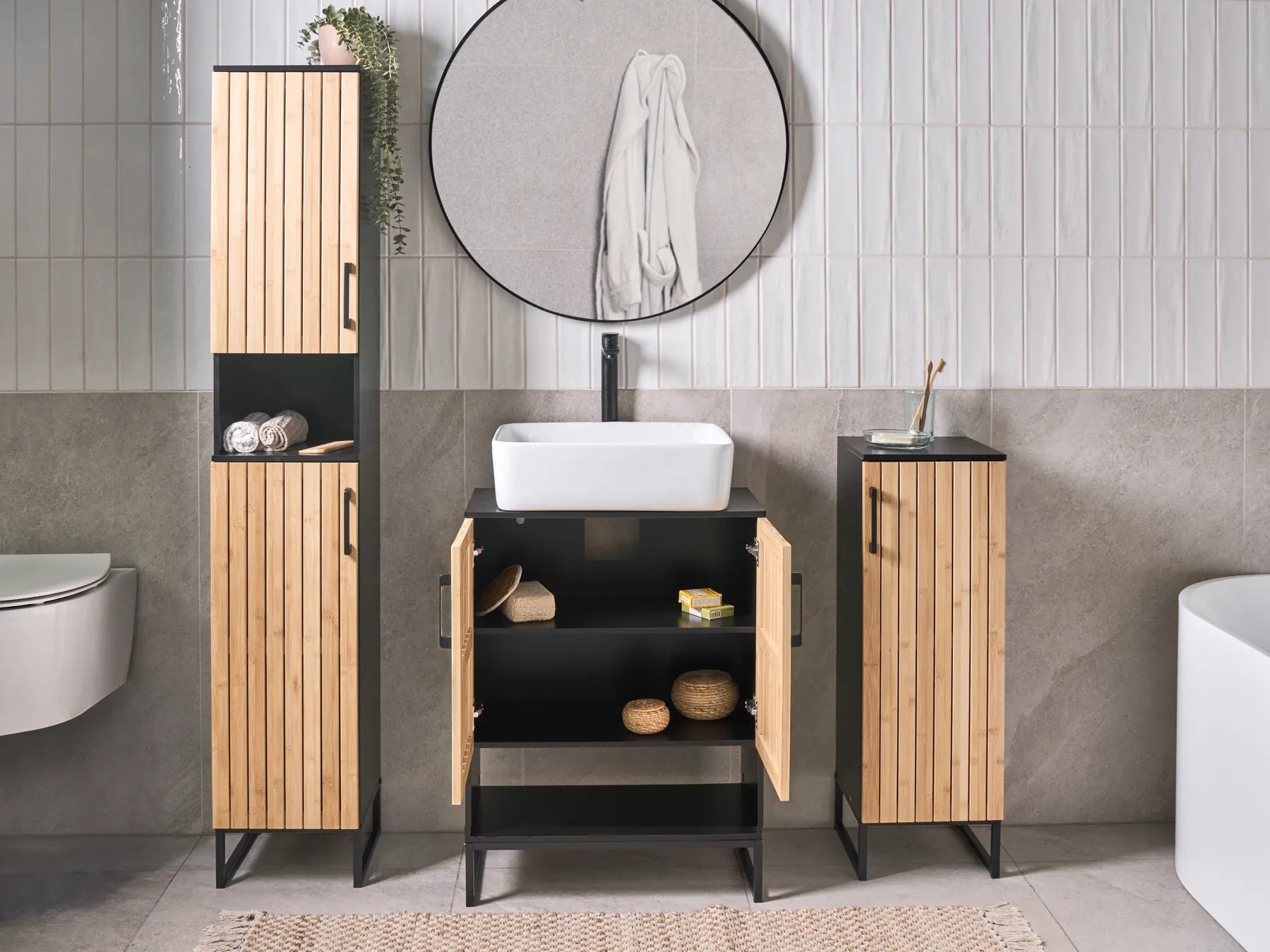 Vanity Unit MISCANTI Bamboo Wood 60 cm Light Brown