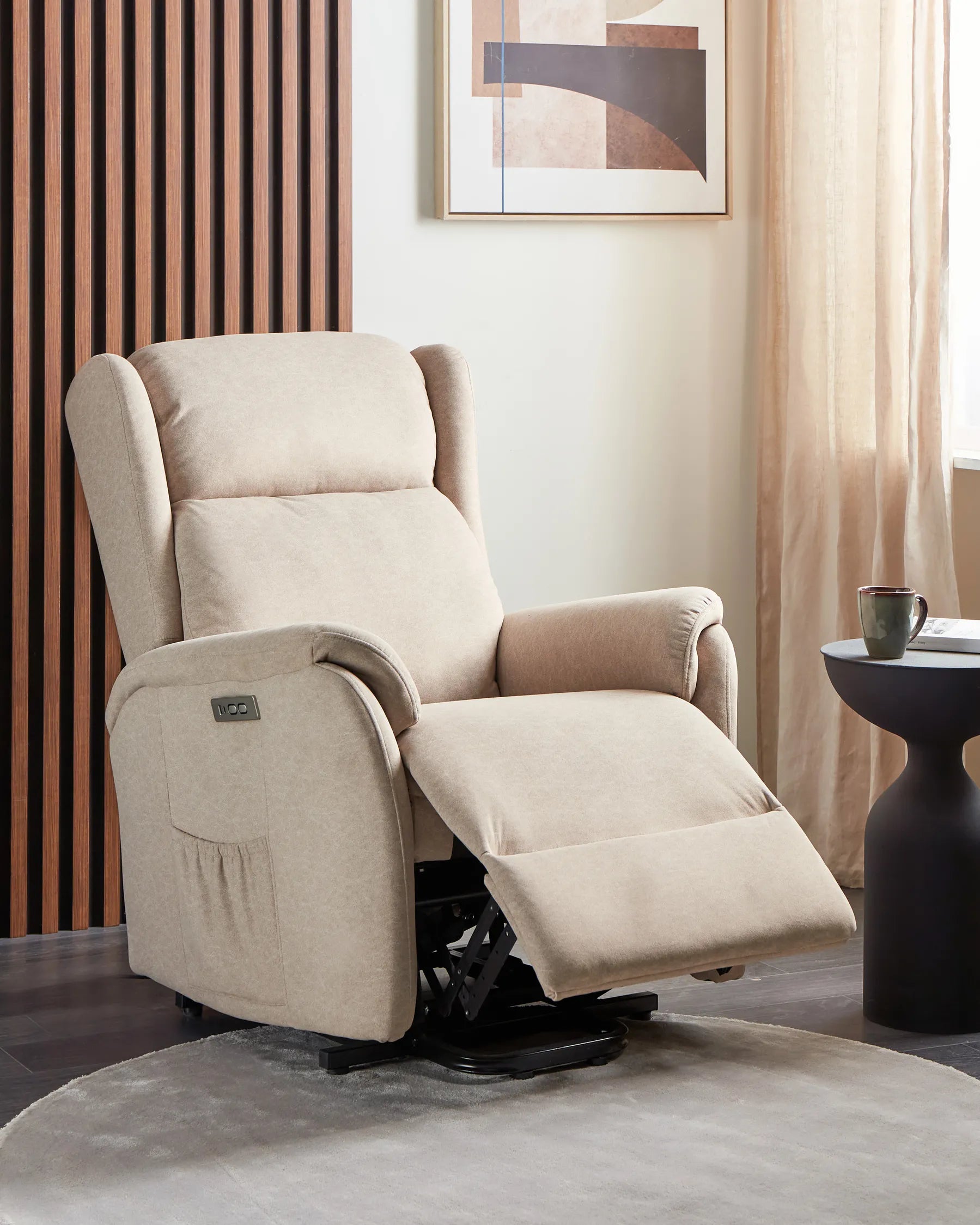 Electric Recliner Chair ELEGY With Footrest Fabric Taupe
